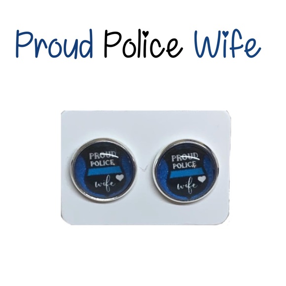 💎 Proud Police Wife Earrings - Picture 2 of 4